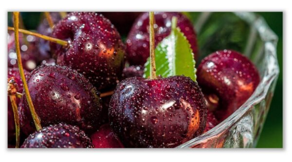 Üveg - kép infrapanel Cherries (600 W) Új termék!